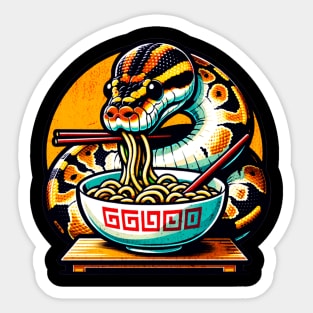 Ball Python Eating Ramen, Cute Kawaii Japan Snake Reptile Lover Sticker